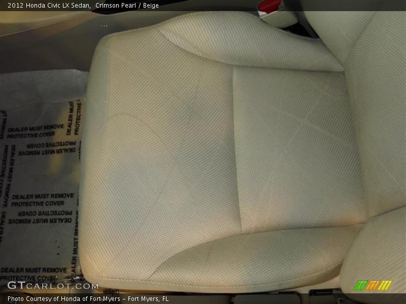 Crimson Pearl / Beige 2012 Honda Civic LX Sedan