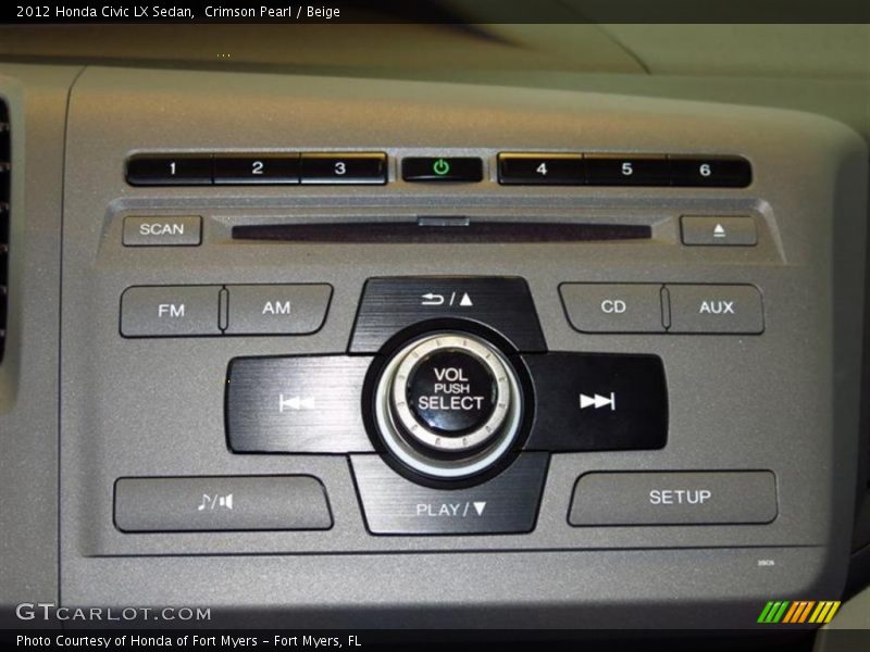 Crimson Pearl / Beige 2012 Honda Civic LX Sedan