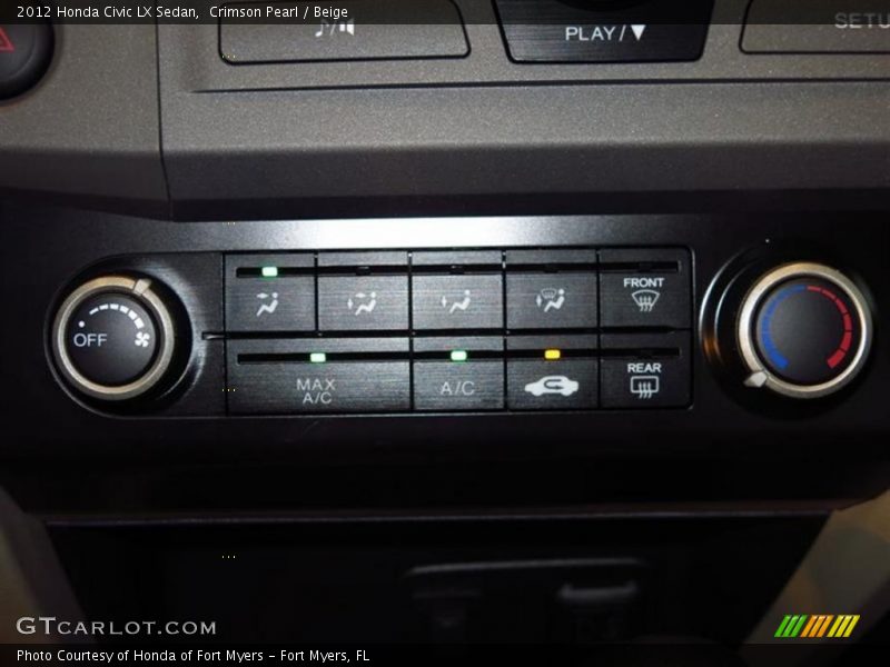 Crimson Pearl / Beige 2012 Honda Civic LX Sedan