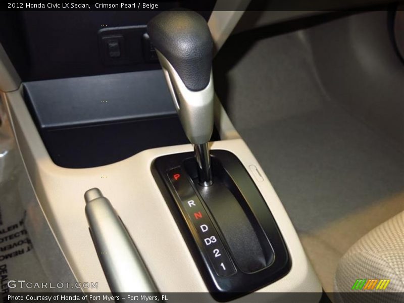 Crimson Pearl / Beige 2012 Honda Civic LX Sedan