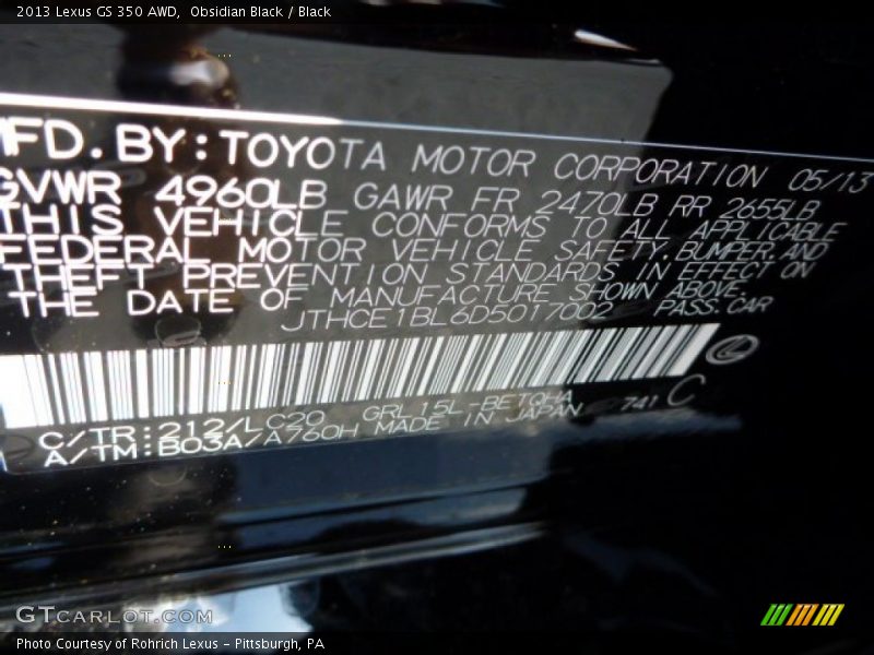 Obsidian Black / Black 2013 Lexus GS 350 AWD