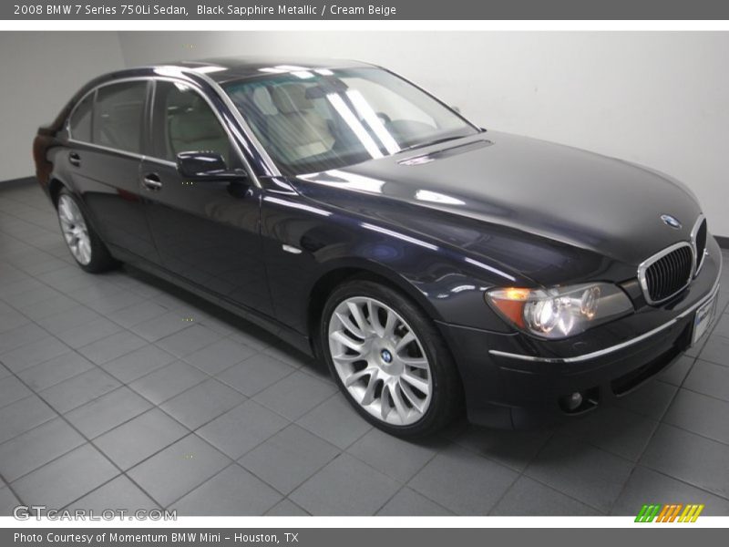 Black Sapphire Metallic / Cream Beige 2008 BMW 7 Series 750Li Sedan