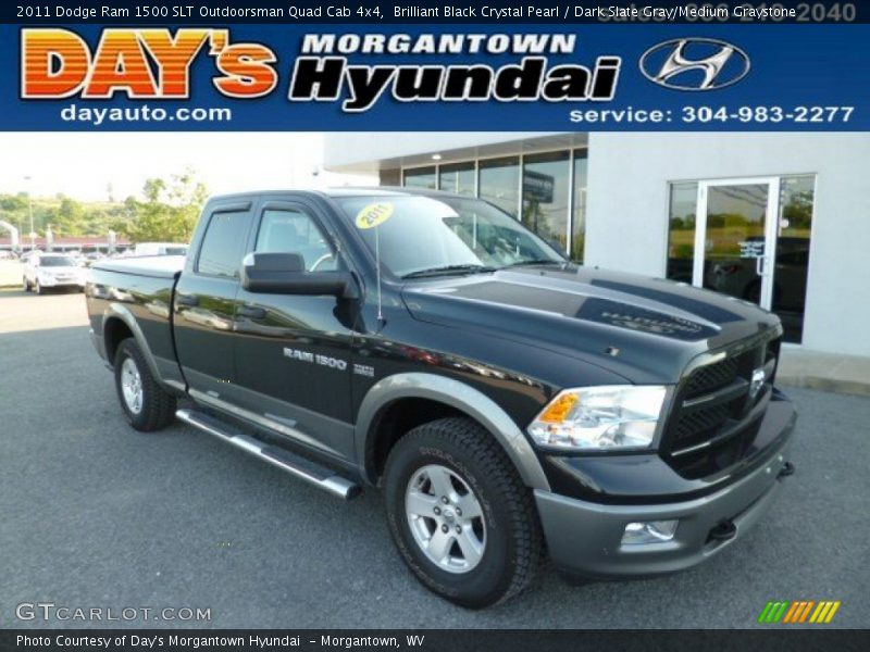 Brilliant Black Crystal Pearl / Dark Slate Gray/Medium Graystone 2011 Dodge Ram 1500 SLT Outdoorsman Quad Cab 4x4