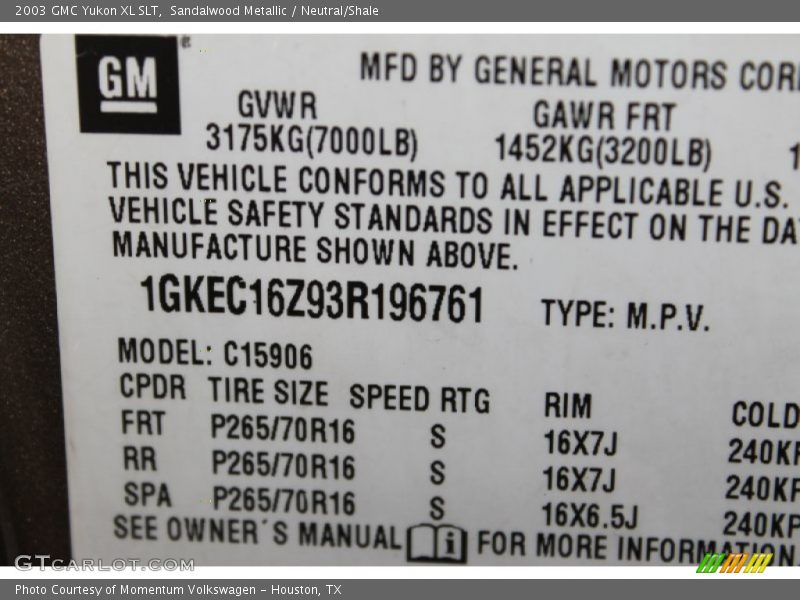 Sandalwood Metallic / Neutral/Shale 2003 GMC Yukon XL SLT