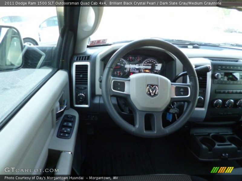 Brilliant Black Crystal Pearl / Dark Slate Gray/Medium Graystone 2011 Dodge Ram 1500 SLT Outdoorsman Quad Cab 4x4