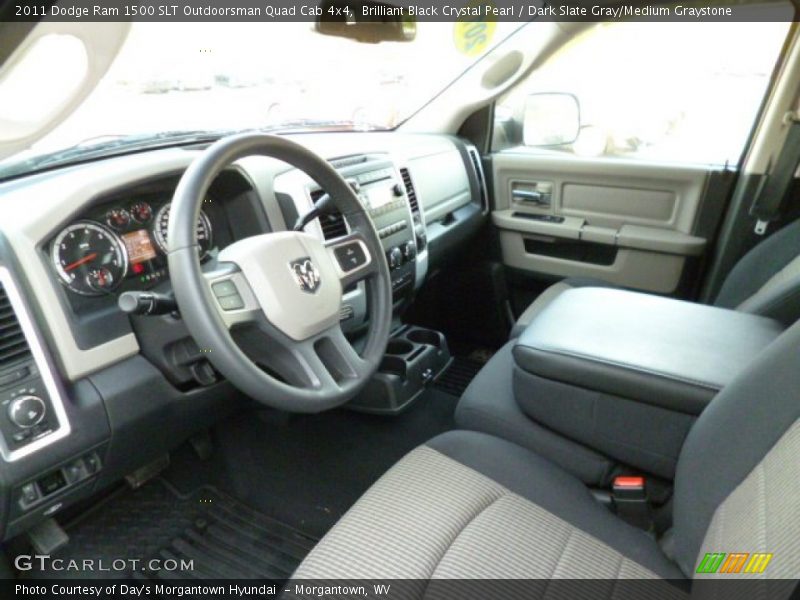Brilliant Black Crystal Pearl / Dark Slate Gray/Medium Graystone 2011 Dodge Ram 1500 SLT Outdoorsman Quad Cab 4x4