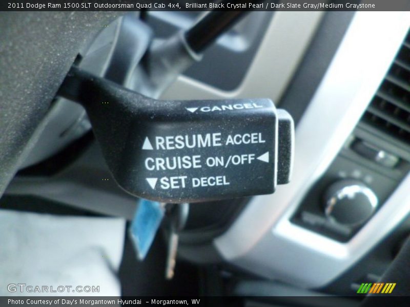 Brilliant Black Crystal Pearl / Dark Slate Gray/Medium Graystone 2011 Dodge Ram 1500 SLT Outdoorsman Quad Cab 4x4