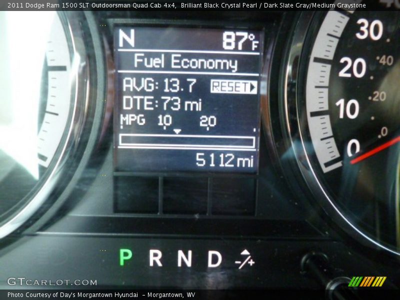 Brilliant Black Crystal Pearl / Dark Slate Gray/Medium Graystone 2011 Dodge Ram 1500 SLT Outdoorsman Quad Cab 4x4