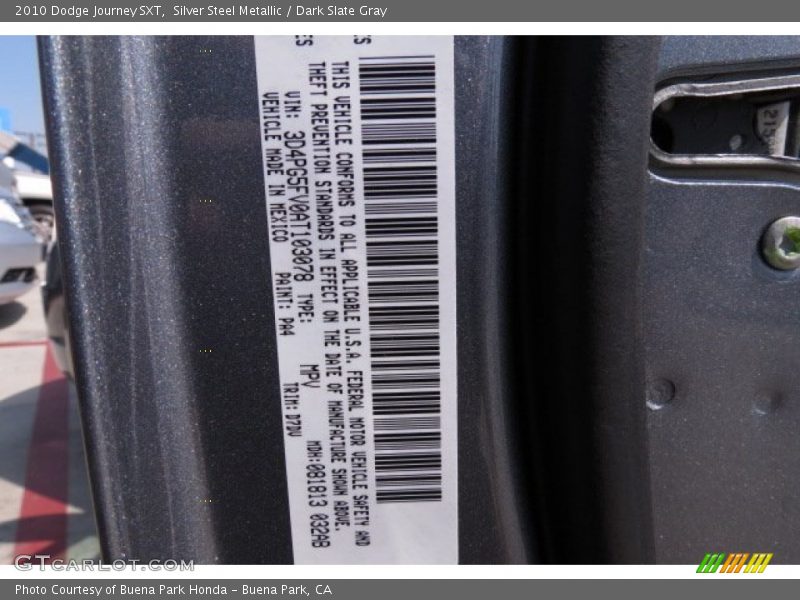 Silver Steel Metallic / Dark Slate Gray 2010 Dodge Journey SXT