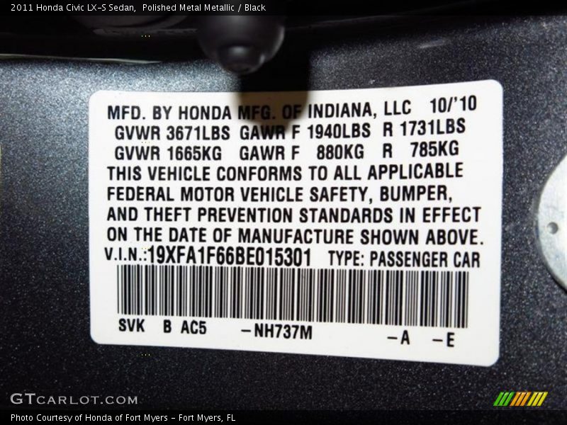 Polished Metal Metallic / Black 2011 Honda Civic LX-S Sedan