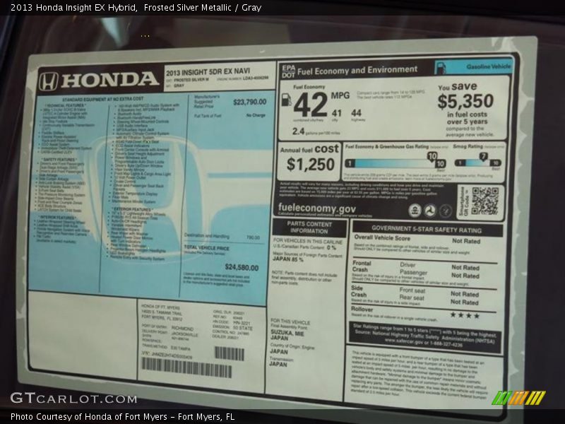 Frosted Silver Metallic / Gray 2013 Honda Insight EX Hybrid