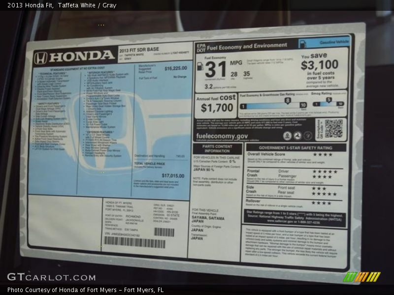 Taffeta White / Gray 2013 Honda Fit