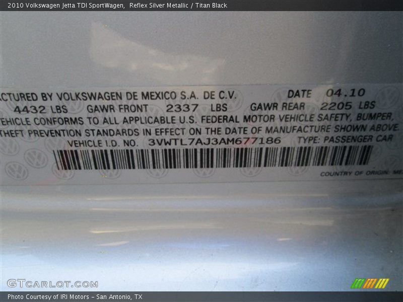 Reflex Silver Metallic / Titan Black 2010 Volkswagen Jetta TDI SportWagen