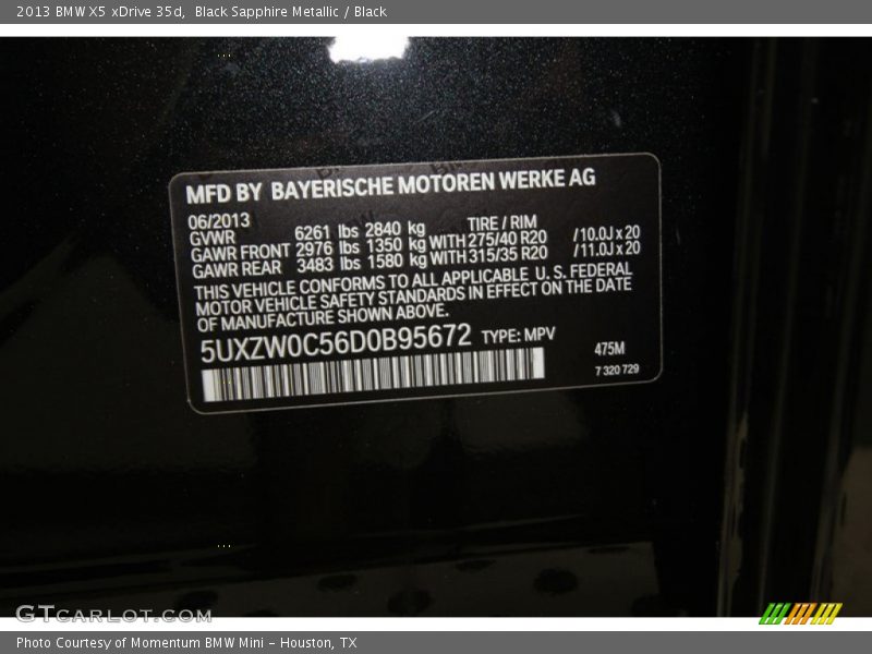 Black Sapphire Metallic / Black 2013 BMW X5 xDrive 35d