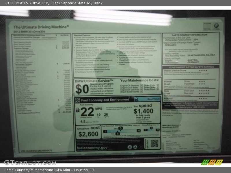Black Sapphire Metallic / Black 2013 BMW X5 xDrive 35d