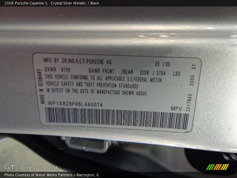 Crystal Silver Metallic / Black 2006 Porsche Cayenne S