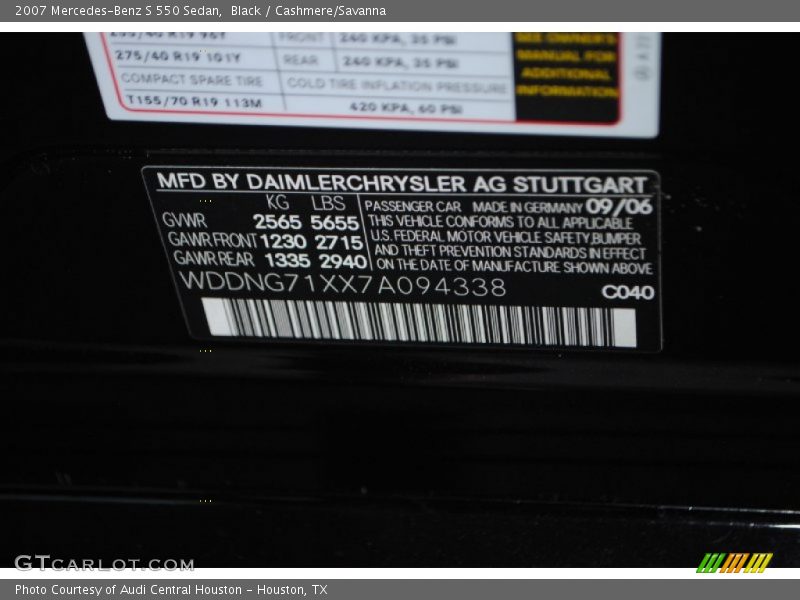 Black / Cashmere/Savanna 2007 Mercedes-Benz S 550 Sedan