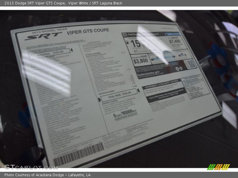 Viper White / SRT Laguna Black 2013 Dodge SRT Viper GTS Coupe
