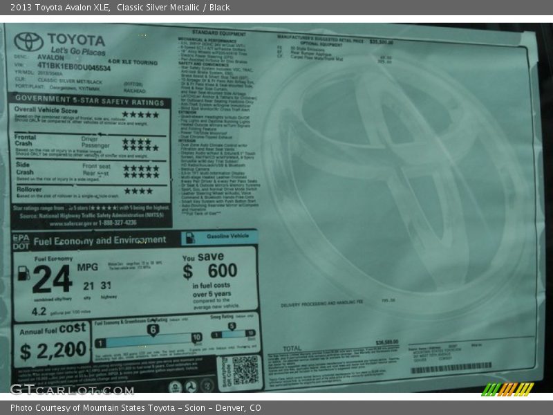 Classic Silver Metallic / Black 2013 Toyota Avalon XLE