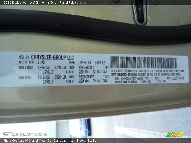 White Gold / Pastel Pebble Beige 2010 Dodge Journey SXT