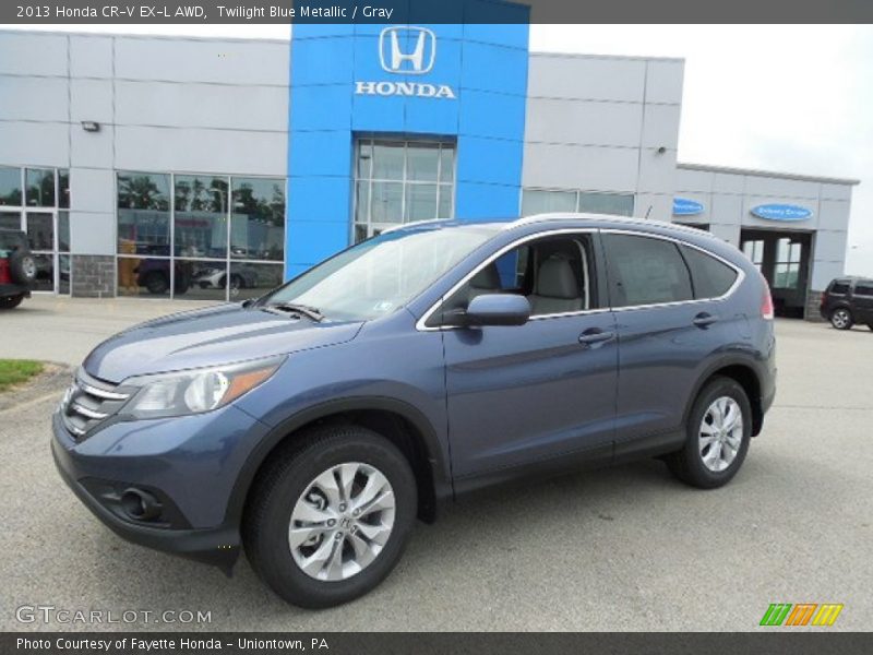 Twilight Blue Metallic / Gray 2013 Honda CR-V EX-L AWD