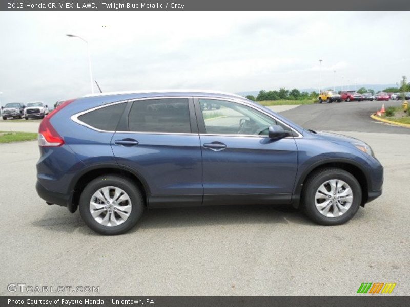 Twilight Blue Metallic / Gray 2013 Honda CR-V EX-L AWD
