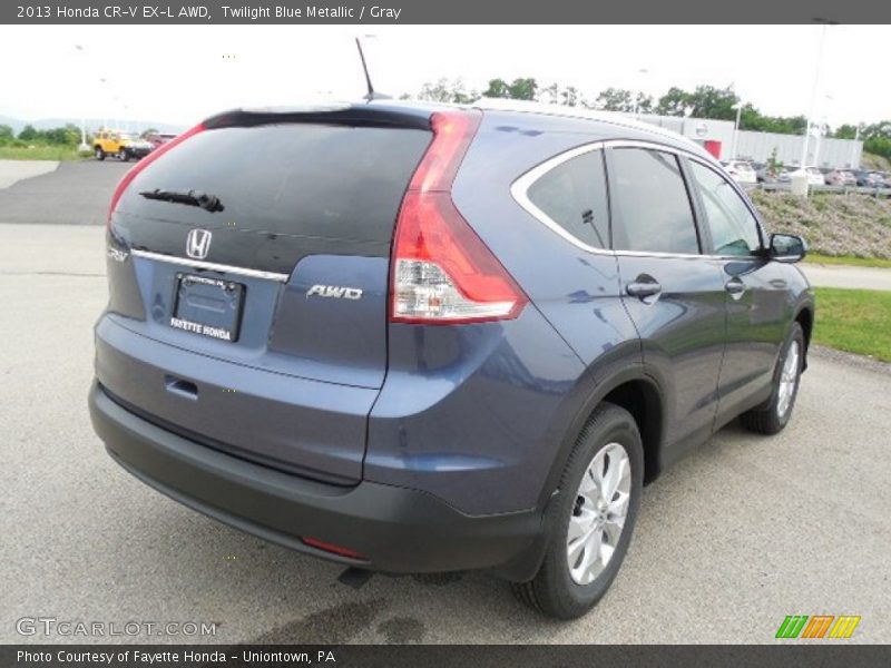 Twilight Blue Metallic / Gray 2013 Honda CR-V EX-L AWD