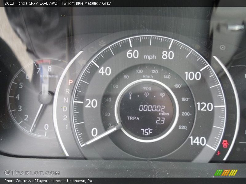 Twilight Blue Metallic / Gray 2013 Honda CR-V EX-L AWD