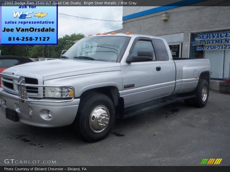 Bright Silver Metallic / Mist Gray 2002 Dodge Ram 3500 SLT Quad Cab Dually