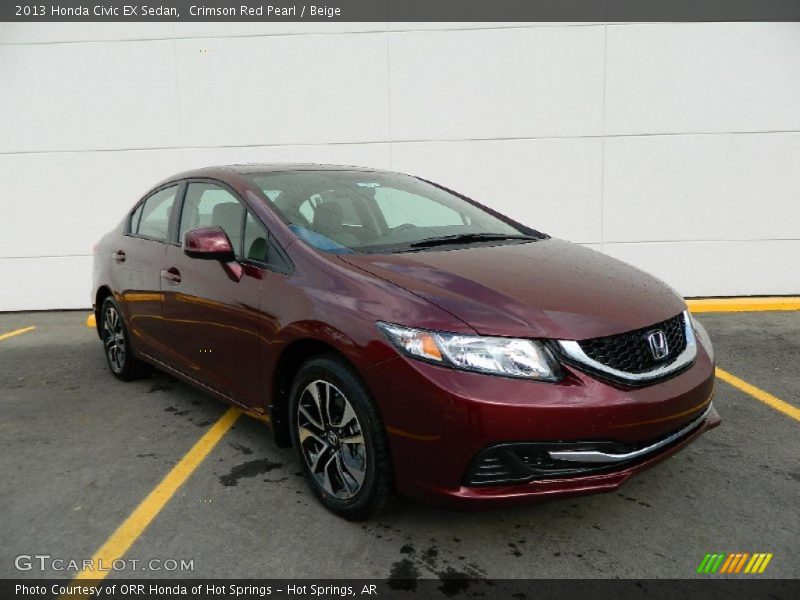 Crimson Red Pearl / Beige 2013 Honda Civic EX Sedan