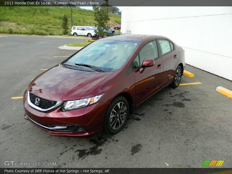 Crimson Red Pearl / Beige 2013 Honda Civic EX Sedan