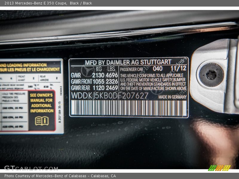 Black / Black 2013 Mercedes-Benz E 350 Coupe