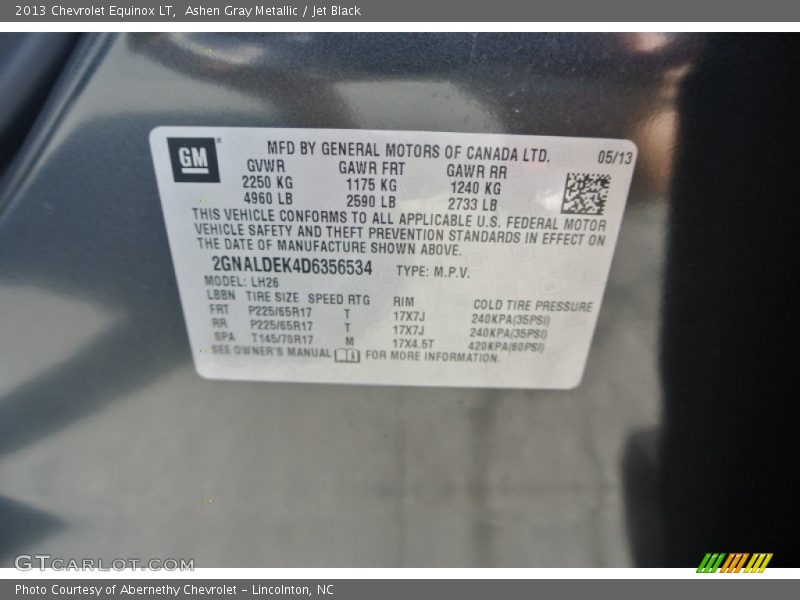 Ashen Gray Metallic / Jet Black 2013 Chevrolet Equinox LT