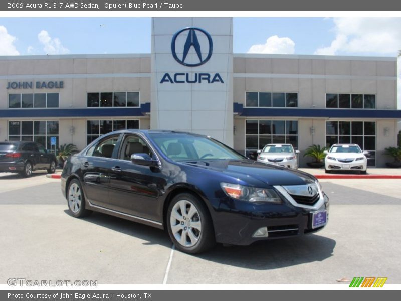 Opulent Blue Pearl / Taupe 2009 Acura RL 3.7 AWD Sedan