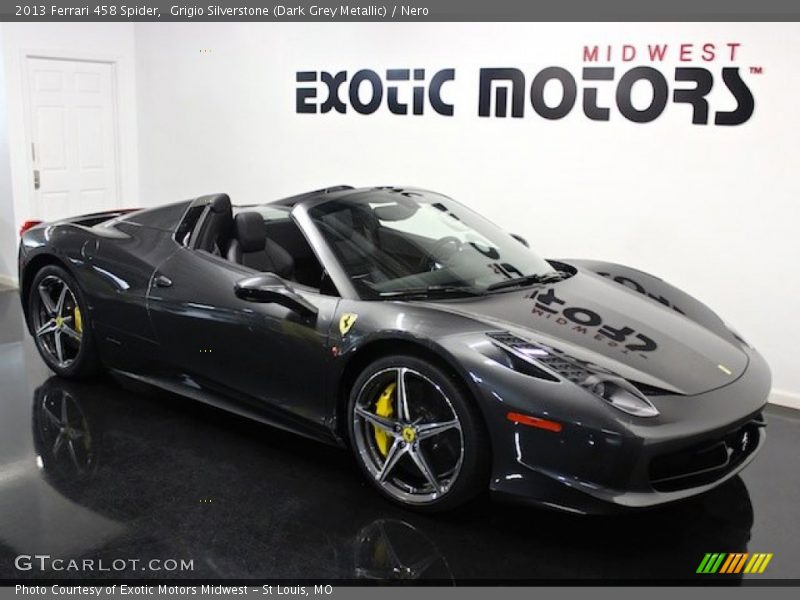 Grigio Silverstone (Dark Grey Metallic) / Nero 2013 Ferrari 458 Spider