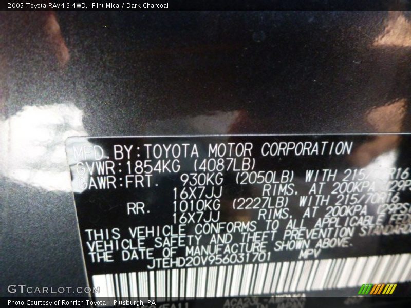 Flint Mica / Dark Charcoal 2005 Toyota RAV4 S 4WD