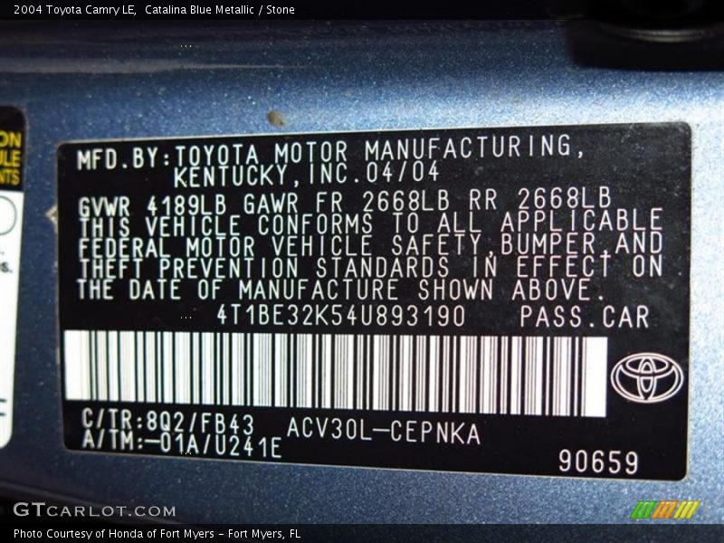 Catalina Blue Metallic / Stone 2004 Toyota Camry LE