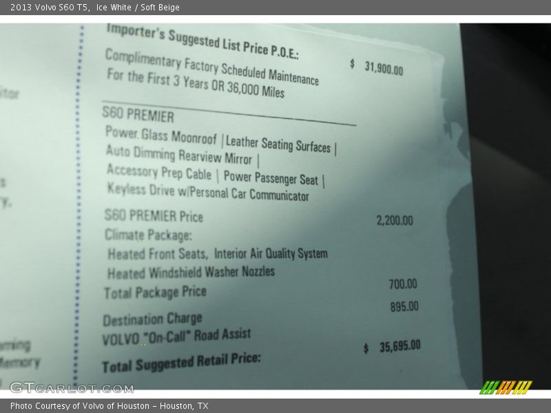 Ice White / Soft Beige 2013 Volvo S60 T5