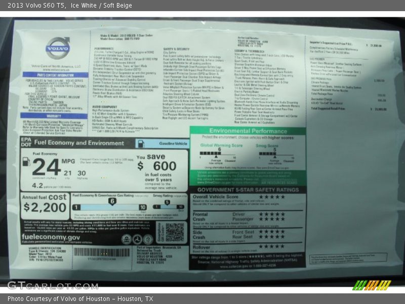 Ice White / Soft Beige 2013 Volvo S60 T5