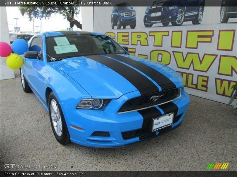 Grabber Blue / Charcoal Black 2013 Ford Mustang V6 Coupe