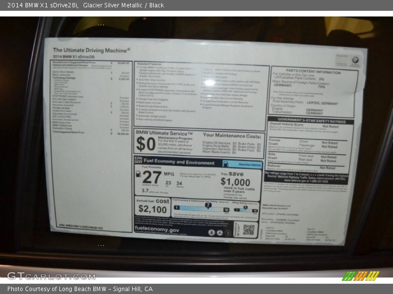 Glacier Silver Metallic / Black 2014 BMW X1 sDrive28i
