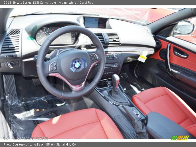 Alpine White / Coral Red 2013 BMW 1 Series 128i Convertible