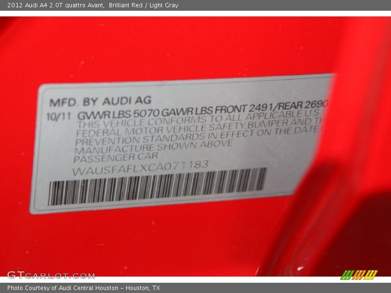 Brilliant Red / Light Gray 2012 Audi A4 2.0T quattro Avant