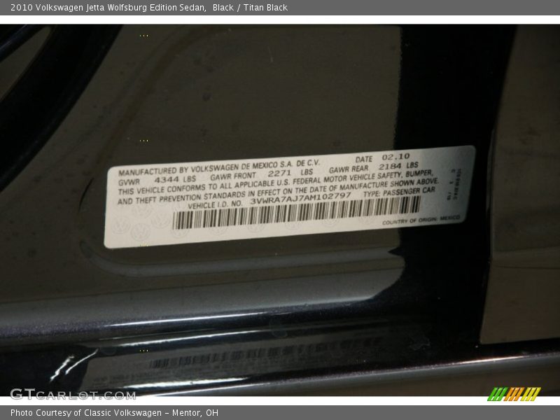 Black / Titan Black 2010 Volkswagen Jetta Wolfsburg Edition Sedan