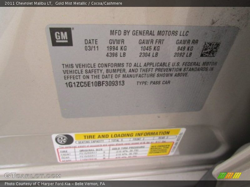 Gold Mist Metallic / Cocoa/Cashmere 2011 Chevrolet Malibu LT