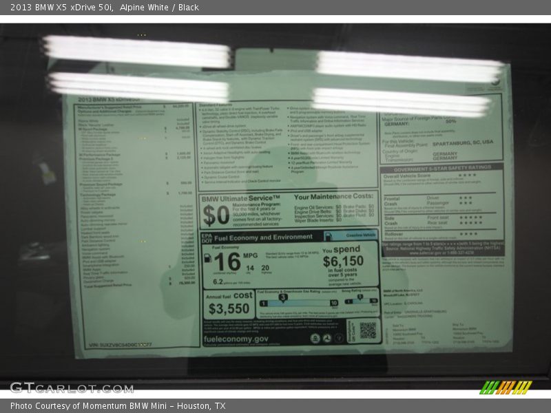 Alpine White / Black 2013 BMW X5 xDrive 50i