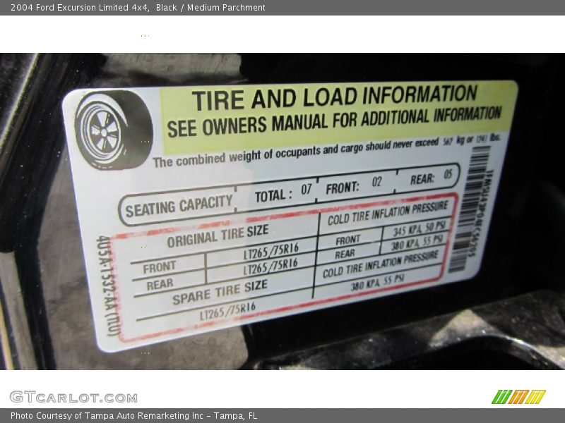 Black / Medium Parchment 2004 Ford Excursion Limited 4x4