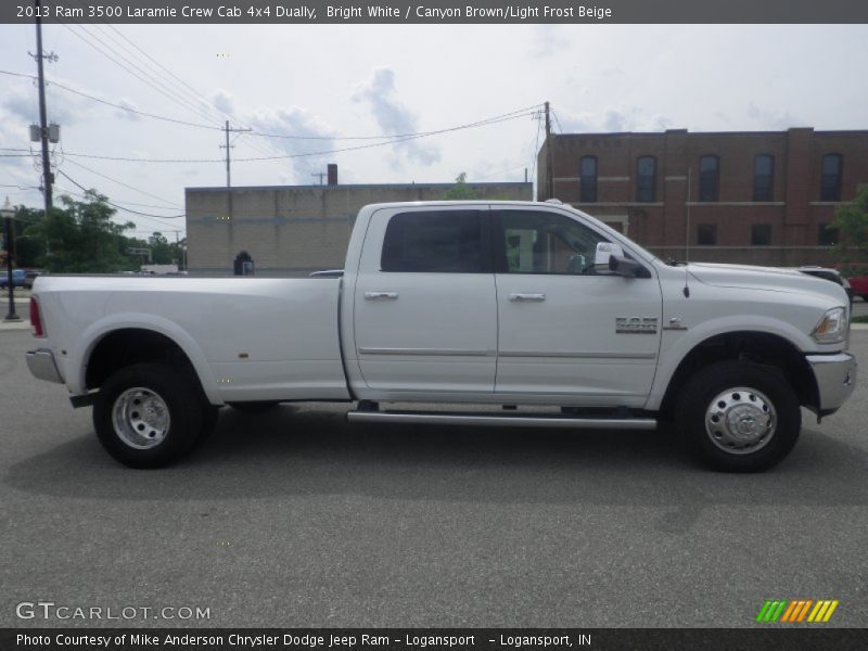Bright White / Canyon Brown/Light Frost Beige 2013 Ram 3500 Laramie Crew Cab 4x4 Dually