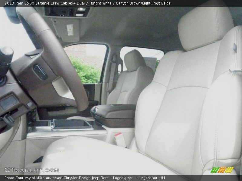 Bright White / Canyon Brown/Light Frost Beige 2013 Ram 3500 Laramie Crew Cab 4x4 Dually