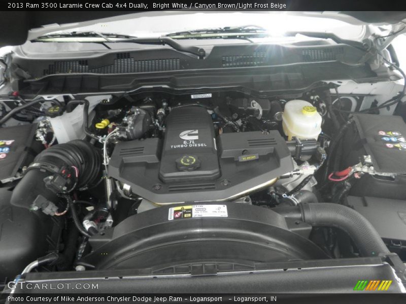 Bright White / Canyon Brown/Light Frost Beige 2013 Ram 3500 Laramie Crew Cab 4x4 Dually